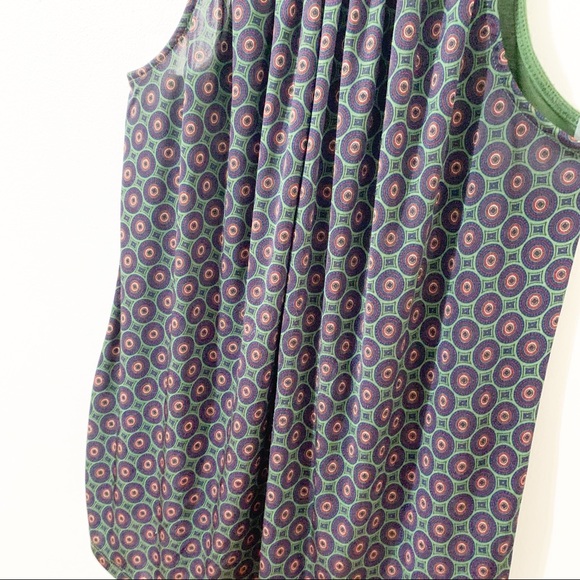 Outback Red Mixed Medium Sleeveless Geometric Print Blouse Keyhole Back w Button - Picture 5 of 11